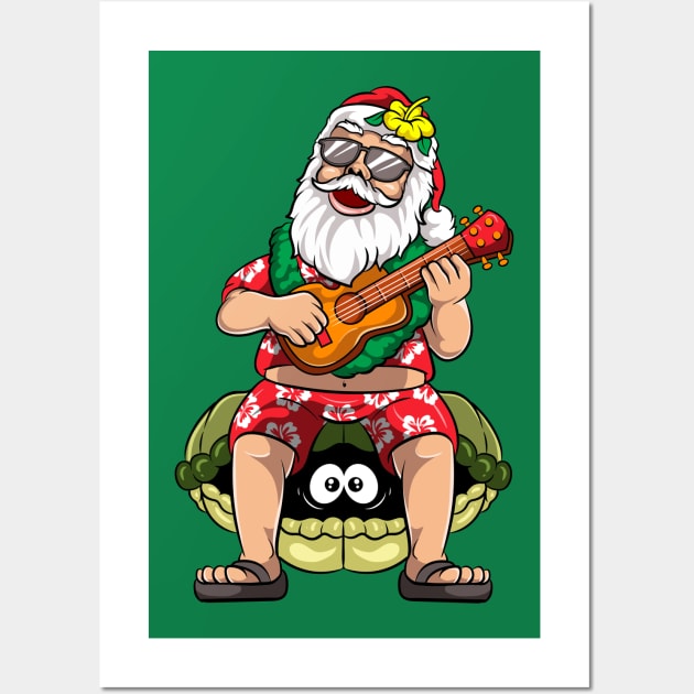 Hawaiian Christmas In July Santa Claus Wall Art by E